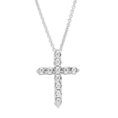 Diamond Cross Necklace in Sterling Silver (1/10ct tw)