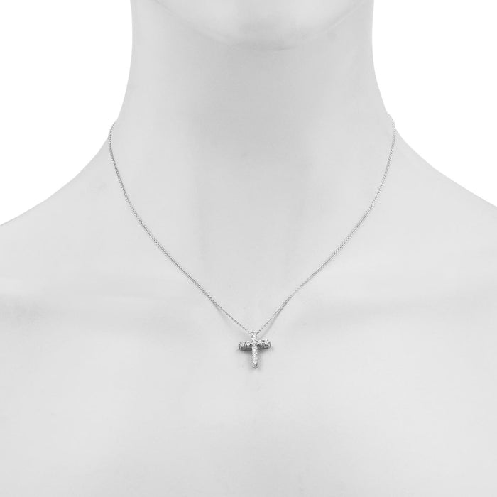 Diamond Cross Necklace in Sterling Silver (1/10ct tw)