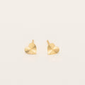 Diamond Cut Heart Stud Earrings in 14kt Yellow Gold