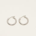 Diamond Cut Textured Hoop Earrings in 14kt White Gold (15mm)