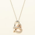 Diamond Double Heart Necklace in Sterling Silver and Rose Gold Plate (1/10ct tw)