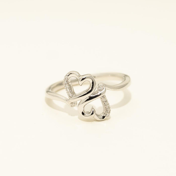 Diamond Double Heart Ring in Sterling Silver (1/20ct tw)
