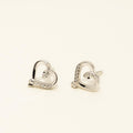Diamond Heart Stud Earrings in Sterling Silver (1/20ct tw)
