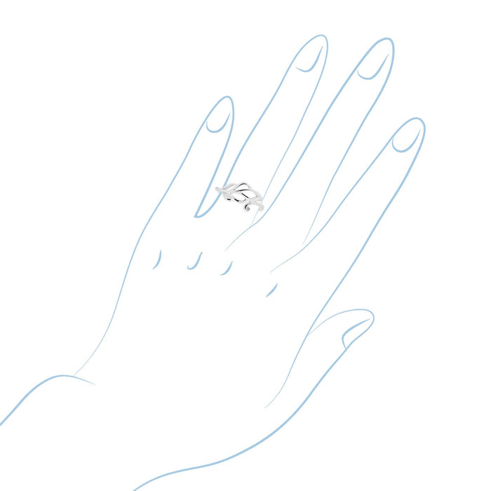 Diamond Leaf Ring in Sterling Silver (.01ct)