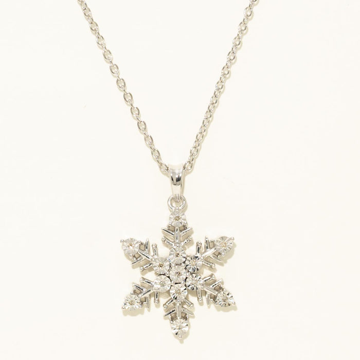 Diamond Snowflake Necklace in Sterling Silver (1/20ct tw)