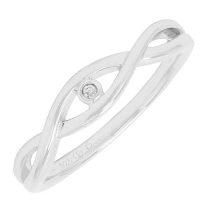 Diamond Twist Ring in Sterling Silver (.01ct)