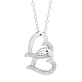 Double Heart Necklace in Sterling Silver with Diamonds (1/10ct tw)