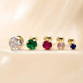Earrings with Cubic Zirconia Round Posts & Screw-Back in 18K Gold