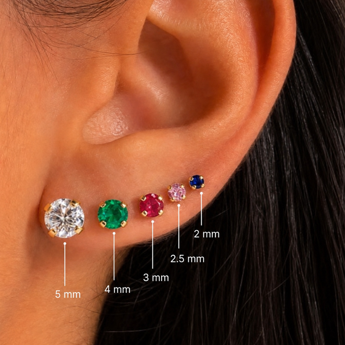 Earrings with Cubic Zirconia Round Posts & Screw-Back in 18K Gold