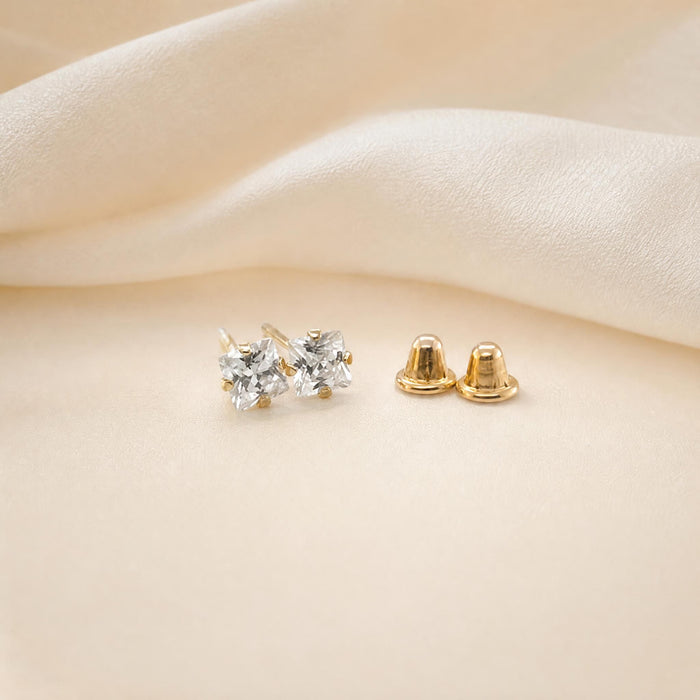 Earrings with Cubic Zirconia Square in 18K Gold