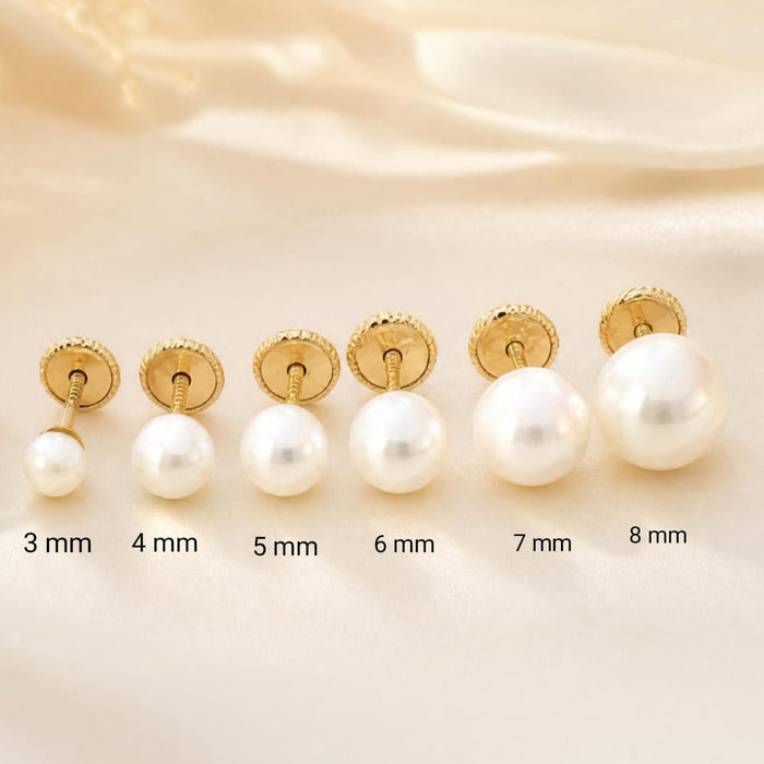 Earrings with Pearls Natural & Screw-Back in 18K Gold