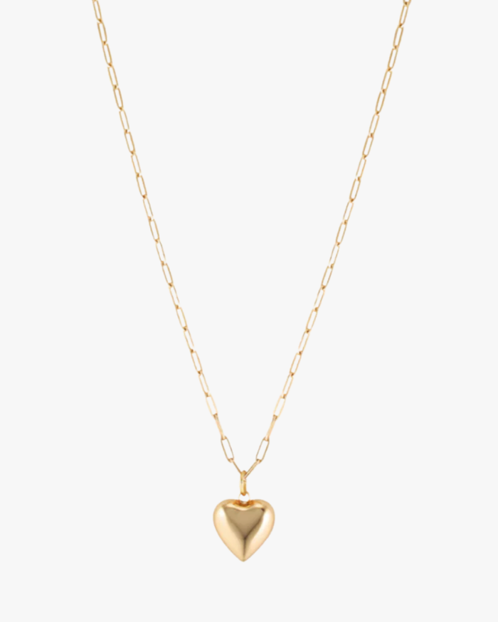 Ella Puffy Heart Necklace (Gold)
