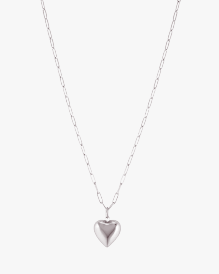 Ella Puffy Heart Necklace (Silver)
