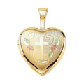 Enamel Roses & Cross Heart Locket