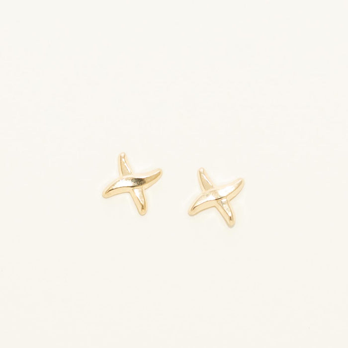 Fancy X Stud Earrings in 14kt Yellow Gold