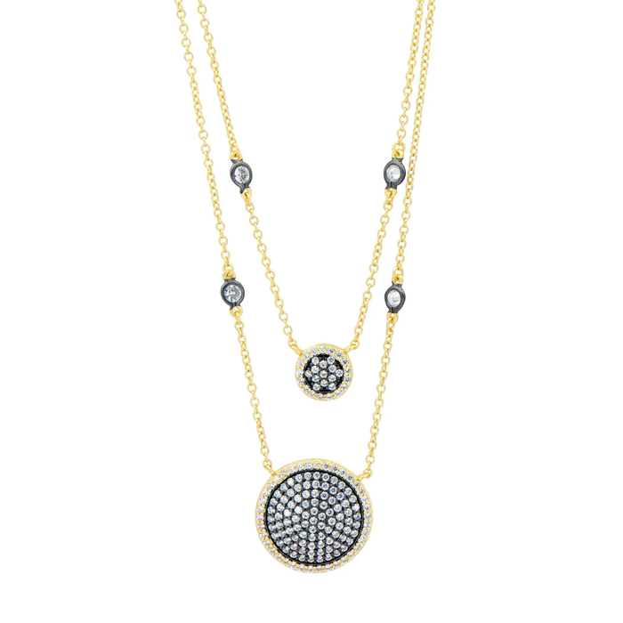 Freida Rothman Double Layer Times Square Pave Necklace