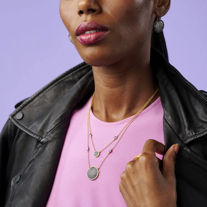 Freida Rothman Double Layer Times Square Pave Necklace