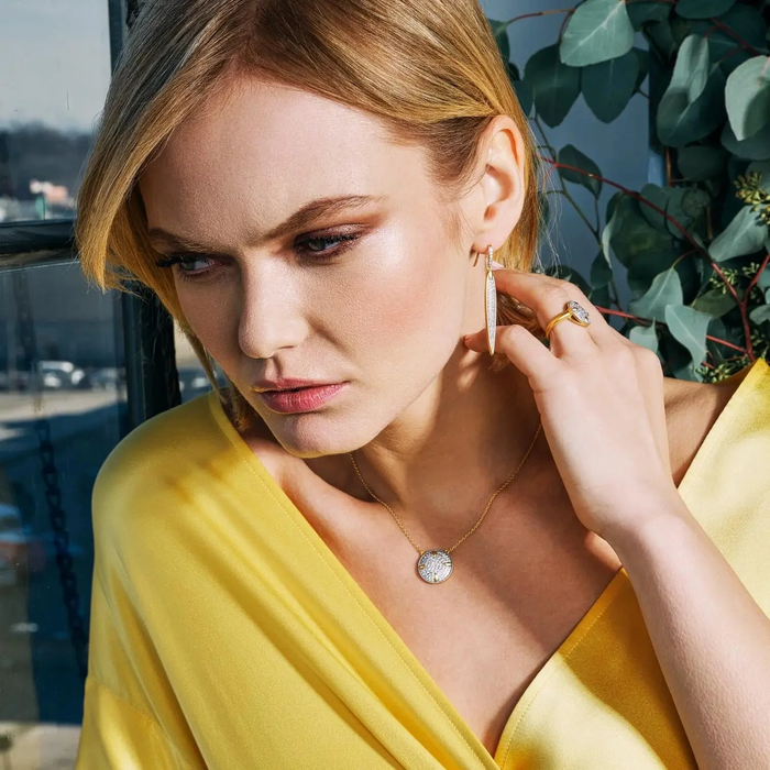 Freida Rothman Petals and Pave Large Hook Earring
