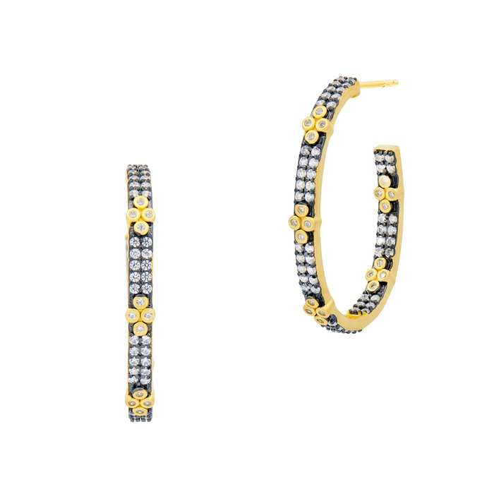 Freida Rothman Signature Brooklyn in Blossom Clover Pave Hoop Earring