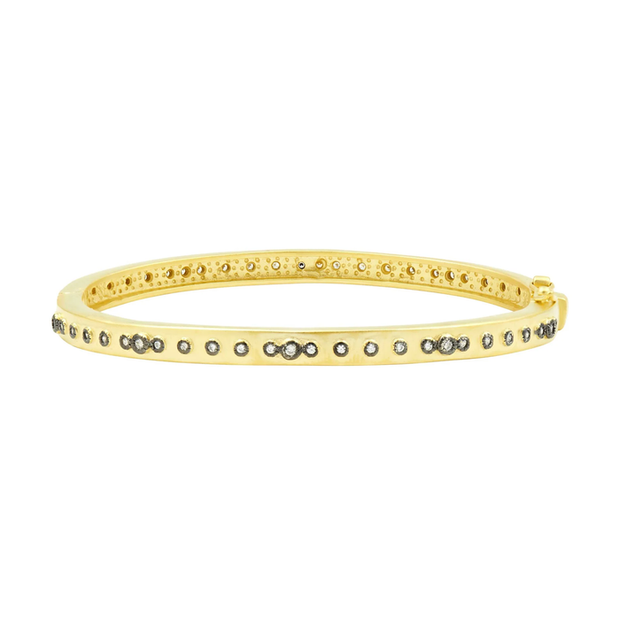 Freida Rothman Signature Mini Stud Bezel Stone Eternity Hinge Bangle
