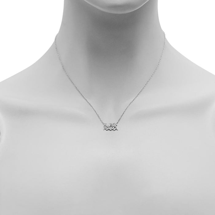 Fur Mama Necklace in Sterling Silver with Rose Gold Plate with Diamonds
