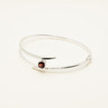 Garnet Bezel Bangle Bracelet in Sterling Silver