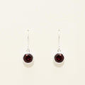 Garnet Bezel Drop Earrings in Sterling Silver
