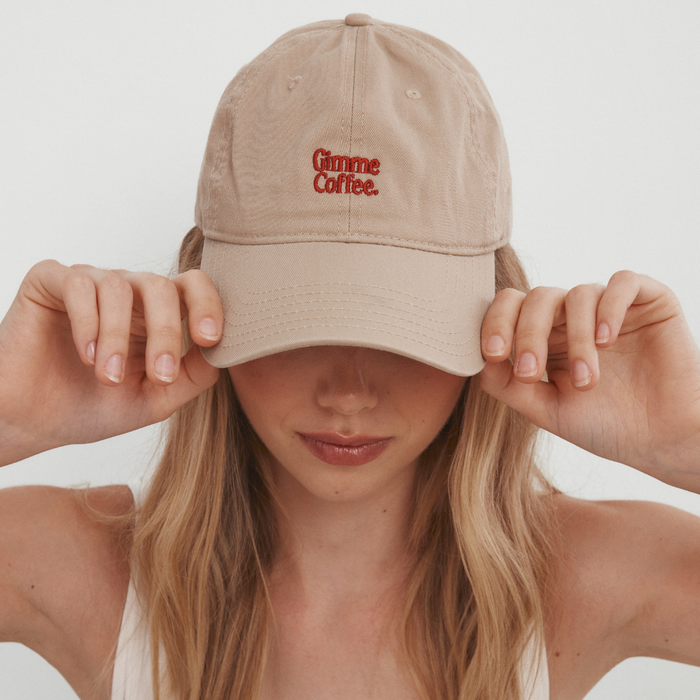 Gimme Coffee Hat (Beige/Red)