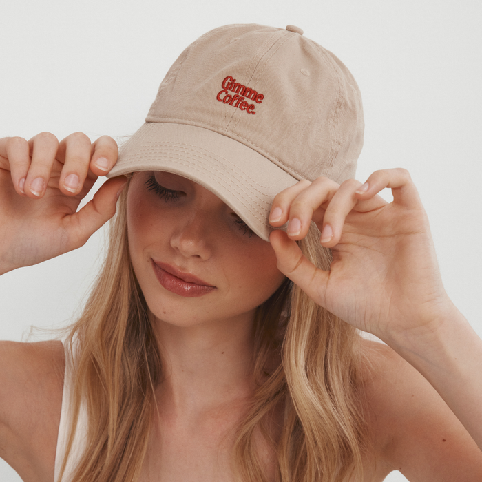 Gimme Coffee Hat (Beige/Red)