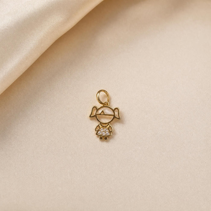 Girl Pendant with Cubic Zirconia in 18K Gold
