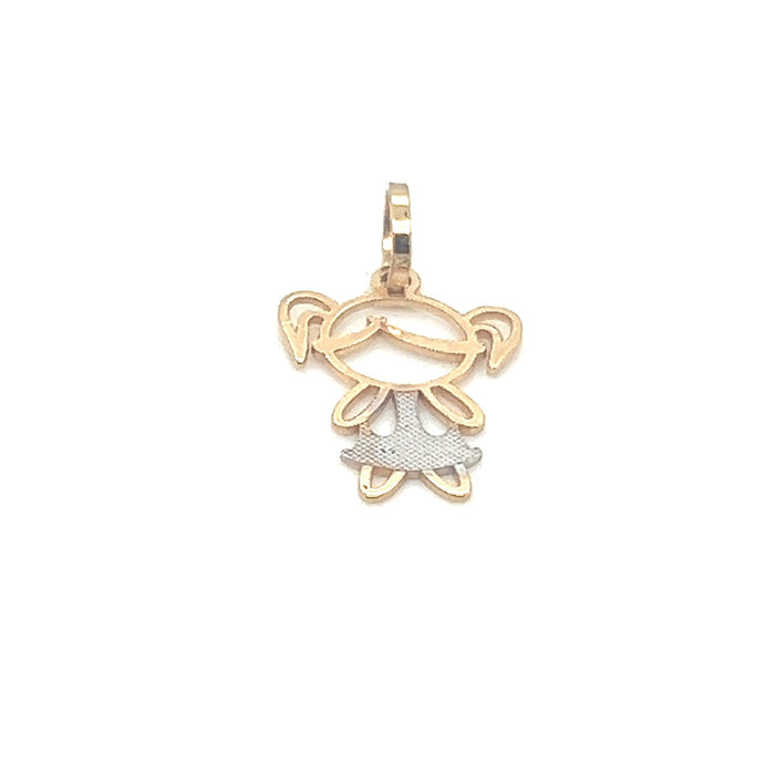 Pingente em Ouro 18k Menina com Roupa Rodinada / 18k Gold Pendant Girl with Rounded Clothes - Ricca Jewelry