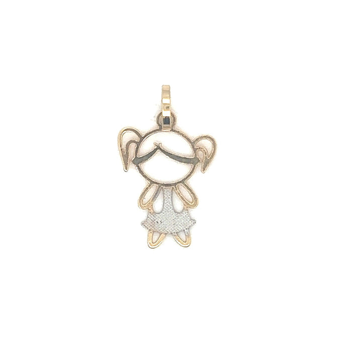 Pingente em Ouro 18k Menina com Roupa Rodinada / 18k Gold Pendant Girl with Rounded Clothes - Ricca Jewelry