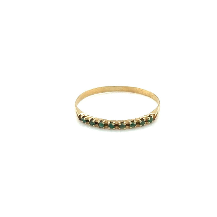 Anel Meia Alianca Zirconia Cor Verde - Ricca Jewelry