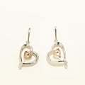 Heart Earrings in Sterling Silver and 10kt Rose Gold with Diamonds (.01ct tw)