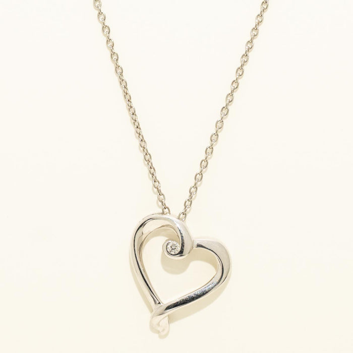 Heart Necklace in Sterling Silver with Diamond (.02ct tw)