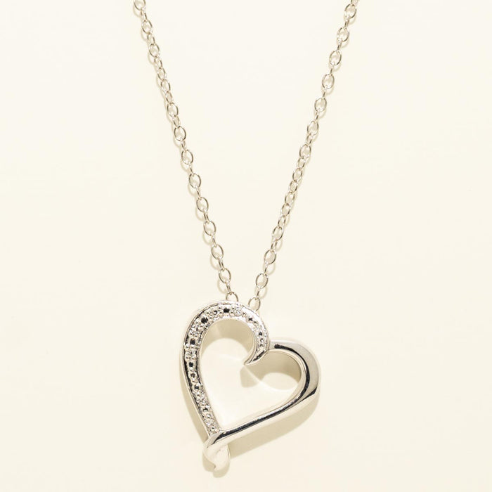 Heart Necklace in Sterling Silver with Diamonds (.03ct tw)