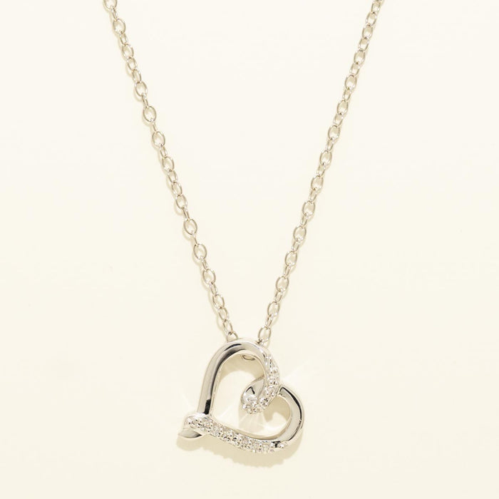 Heart Necklace in Sterling Silver with Diamonds (.03ct tw)