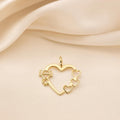 Heart Open with 1 Girl & 3 Coracoes Pendant in 18K Gold