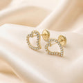 Heart Open with Micro Cubic Zirconia Earrings in 18K Gold