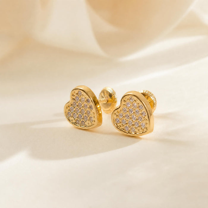 Heart Pavé Earrings in 18K Gold
