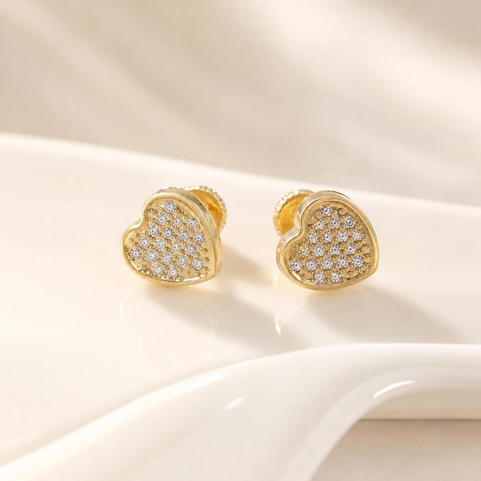 Heart Pavé Earrings in 18K Gold