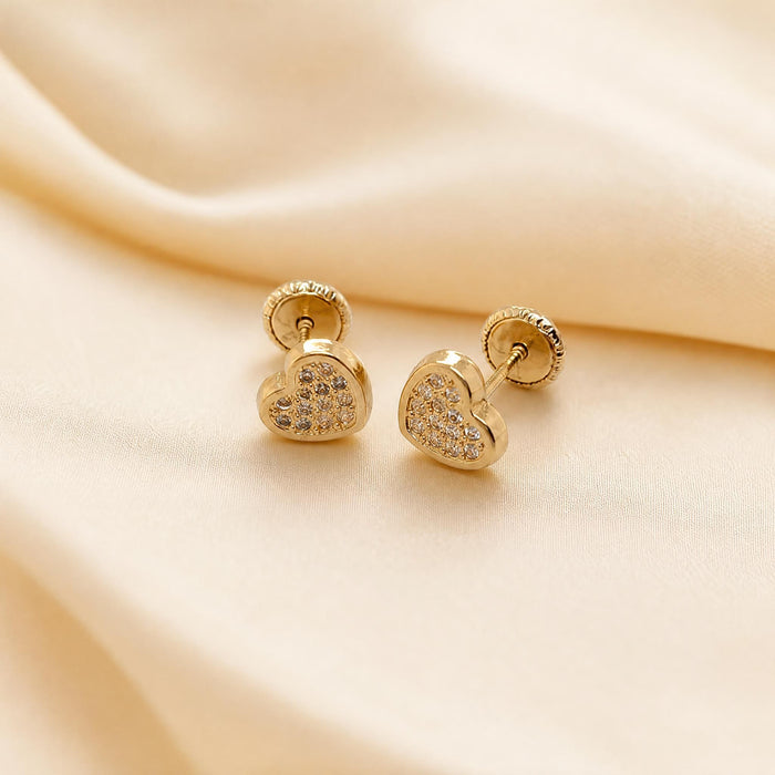 Heart Pavé Earrings in 18K Gold