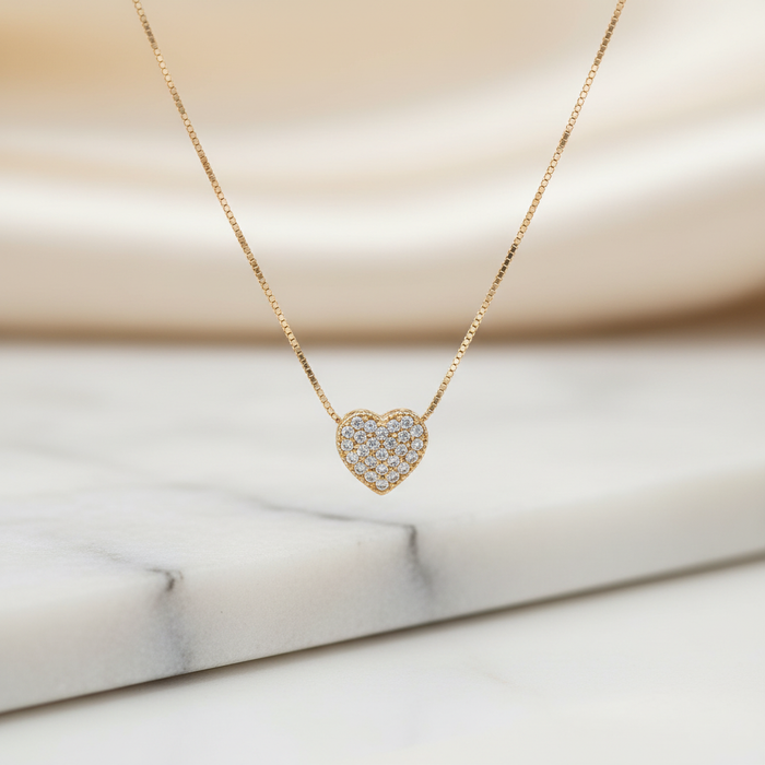 Heart Pendant with Cubic Zirconia in 18K Gold