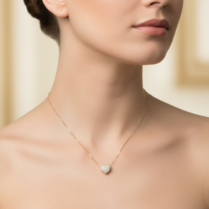 Heart Pendant with Cubic Zirconia in 18K Gold