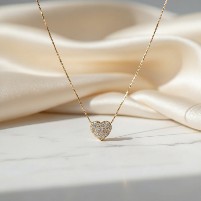Heart Pendant with Cubic Zirconia in 18K Gold