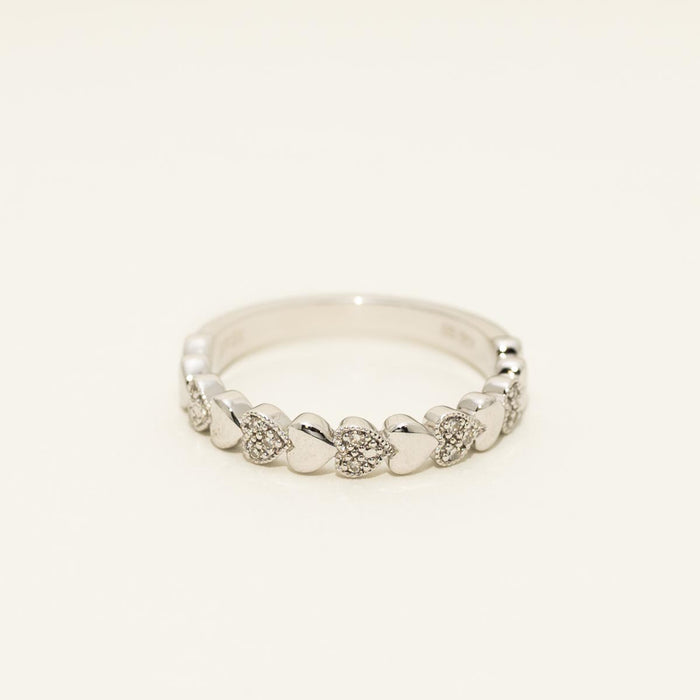 Heart Ring in Sterling Silver with Diamonds (1/20ct tw)