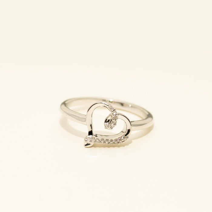 Heart Ring in Sterling Silver with Diamonds (1/20ct tw)