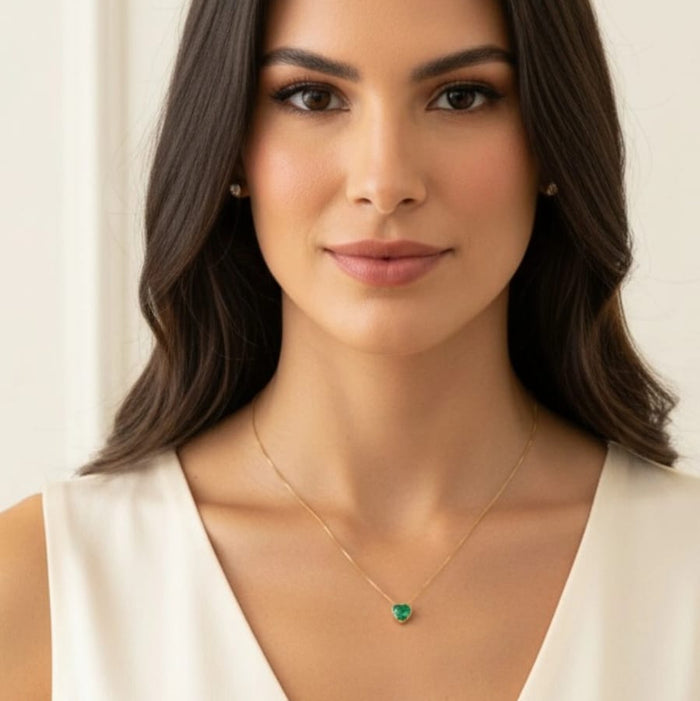 Heart Solitaire Pendant with Cubic Zirconia in 18K Gold
