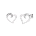 Heart Stud Earrings in Sterling Silver with Diamonds (.03ct tw)