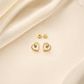 Heart with Cubic Zirconia Earrings in 18K Gold